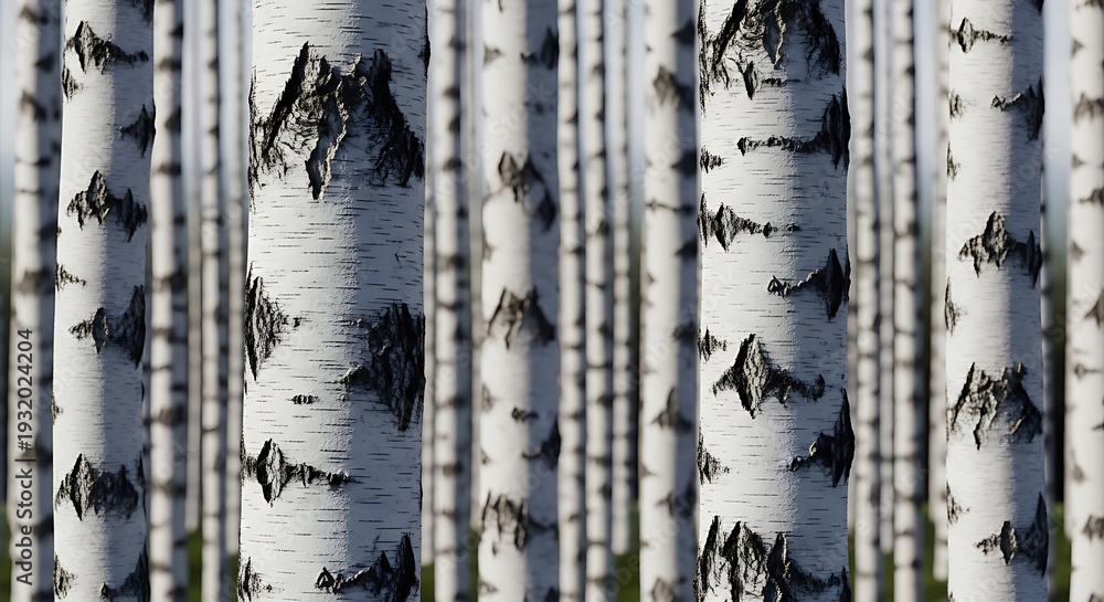 custom made wallpaper toronto digitalClose-up of White Birch Tree Trunks with Black Bark Patterns in a Dense Forest