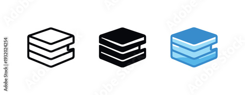 Organized output outcome represented by a stacked box with aligned layers and a small side notch suggesting order, its silhouette