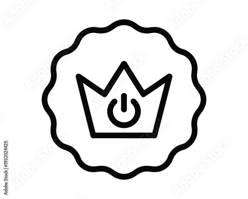 Power button crown icon signifies premium.