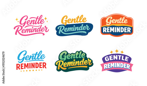 Clean modern holiday banner illustration displaying modern lettering logo set for Gentle Reminder, professional logo-style