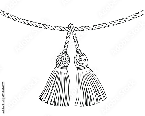 Rope hangs with decorative Asian style.