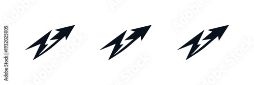 Lightning Arrow Symbol. Rapid progress metaphor symbolized by a lightning bolt merged with a directional arrow forming a cohesive