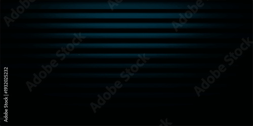 Dark blue abstract background featuring a horizontal pattern of striped light lines and textured steel metal blinds with a corrugated vector design