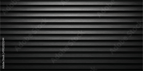 A sleek black and white metal background featuring horizontal corrugated lines and a textured steel shutter design that mimics the metallic pattern of silver jalousie window blinds