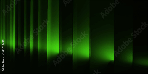 Bright colorful wave pattern with light green gradient lines and digital technology spectrum illustration on a dark black backdrop