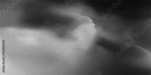 A silhouette of a man with a gun stands amidst dark smoke and thick mist under a stormy night sky filled with clouds and fire