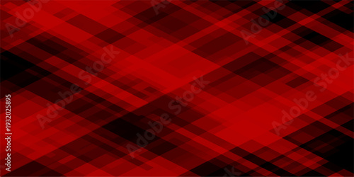 Seamless geometric pattern featuring a red and black abstract vector design with a textured square mosaic grid and triangular art shapes for a modern wallpaper backdrop style