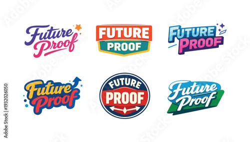 Clean modern holiday banner illustration displaying modern lettering logo set for Future Proof, professional logo-style