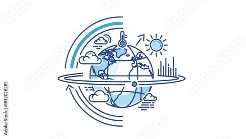 Vector illustration set of a tropical beach island with a summer travel boat and sea water icons for world globe design concepts