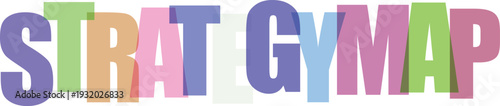 Multicolored strat gymap text on isolated with bold font