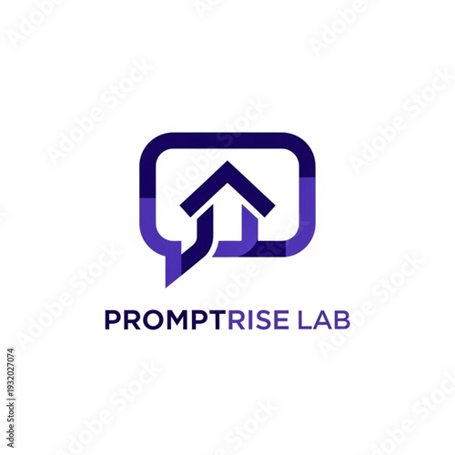 Modern abstract logo design featuring an upward arrow inside a speech bubble for a tech or communication business named Promptrise Lab.