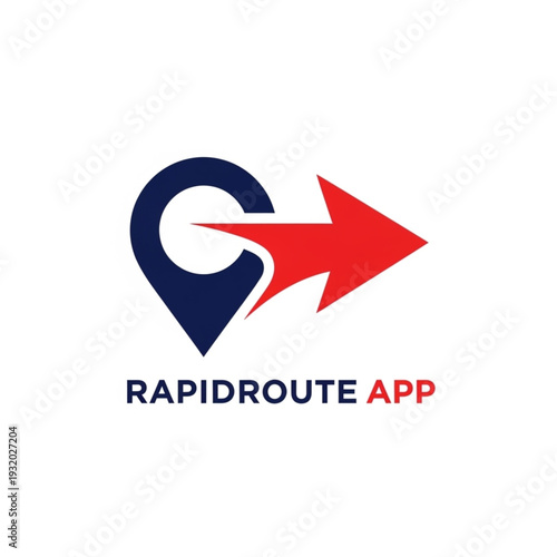 Free Download Logo design for RapidRoute App featuring a location pin merging with a fast forward arrow, symbolizing navigation and speed. - GFXLoad