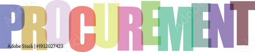 Multicolored procurement word in bold block letters
