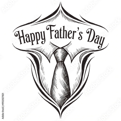 Elegant father's day graphic with a necktie and shield design illustration