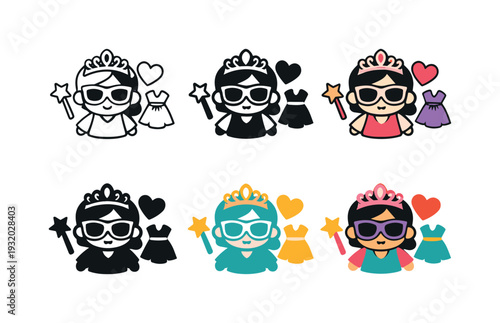 Creative toy add-on symbol representing decorative elements paired with a small character model, emphasizing styling, variation,