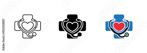 Modern treatment scene showing a compact healthcare emblem with clean medical cues designed for hospitals and clinics, three