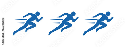 Efficiency gain outcome represented by a running figure icon with extended stride and streamlined posture rendered in a unified