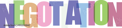 Multicolored negotiation text with letters in different colors
