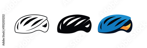 Pedaling motion depicted as a cyclist helmet with aerodynamic vents and smooth shell shape, fully visible and centered as the