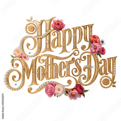 luxury happy mothers day golden floral greeting card