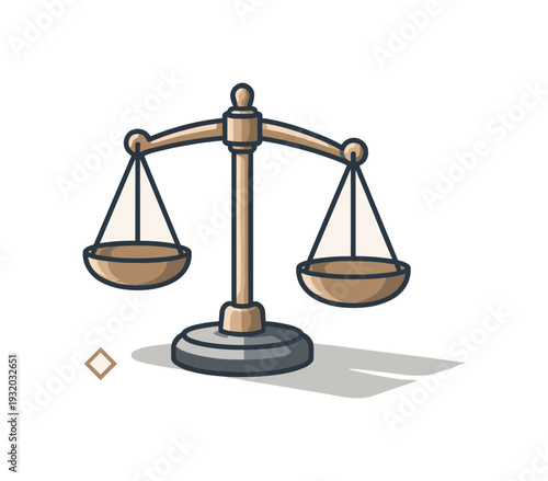 Golden balance scale symbolizing justice, law, and fairness on a neutral background