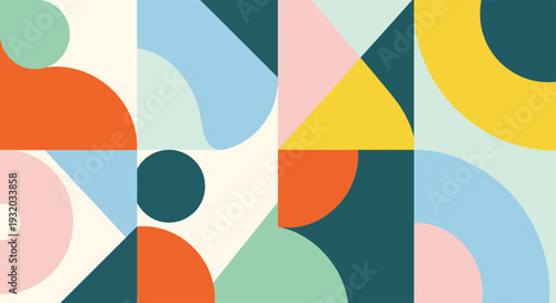 Abstract Geometric Pattern with Pastel and Teal Color Palette