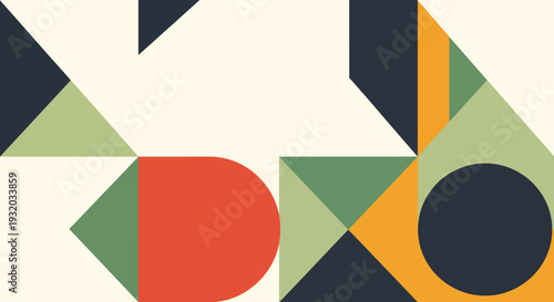 Abstract geometric pattern with vibrant shapes and modern colors, ideal for contemporary design backgrounds, digital art, and creative projects