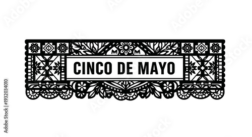 Cinco de Mayo Banner with Decorative Paper Cutout Style