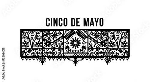 Cinco de Mayo Banner with Festive Mexican Decorative Paper Cutout Design