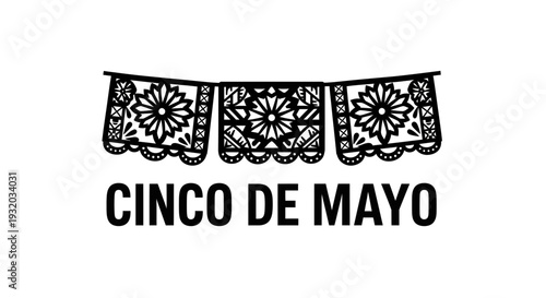 Cinco de Mayo banner with traditional papel picado decoration