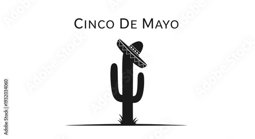 Cinco De Mayo Cactus Sombrero Icon Vector Illustration