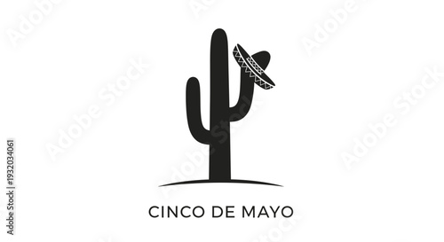 Cinco de Mayo Cactus Sombrero Icon - Mexican Fiesta Illustration