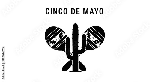 Cinco de Mayo Cactus with Maracas Icon Graphic Design