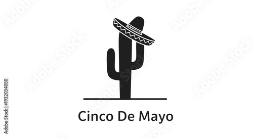 Cinco De Mayo Cactus Sombrero Silhouette Icon