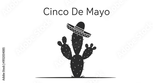 Cinco De Mayo Cactus Wearing Sombrero Vector Illustration