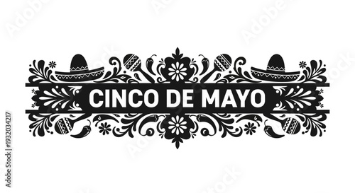 Cinco De Mayo Decorative Banner with Sombreros and Maracas