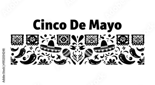 Cinco De Mayo Festive Border - Mexican Celebration Elements
