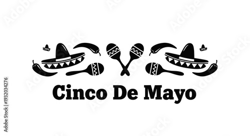 Wallpaper Mural Cinco De Mayo Fiesta Border with Sombrero, Maracas, and Chili Peppers Torontodigital.ca