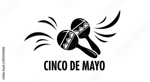 Cinco de Mayo Maracas Celebration Icon with Sound Waves