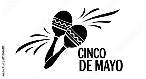 Cinco de Mayo Maracas Celebration Icon with Sound Waves