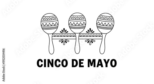 Cinco de Mayo Maracas Illustration - Festive Mexican Celebration Design