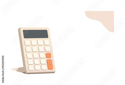 Minimalist calculator with orange buttons on a soft pastel background, modern design