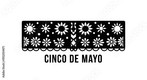 Cinco de Mayo Papel Picado Banner with Floral and Geometric Patterns