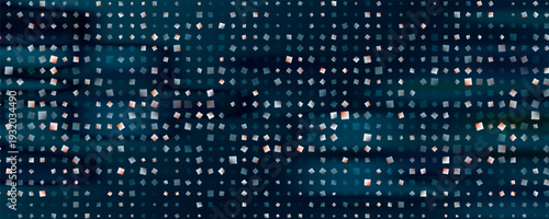 Dark BLUE vector pattern with colored spheres. Geometric sample of repeating circles on white background in halftone style.