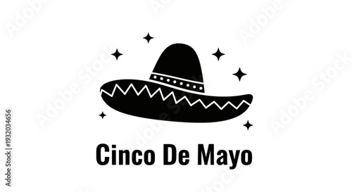 Cinco De Mayo Sombrero Icon with Stars - Festive Mexican Celebration Symbol
