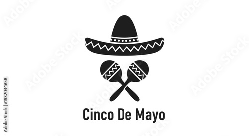 Cinco De Mayo Sombrero Maracas Icon - Mexican Celebration Vector