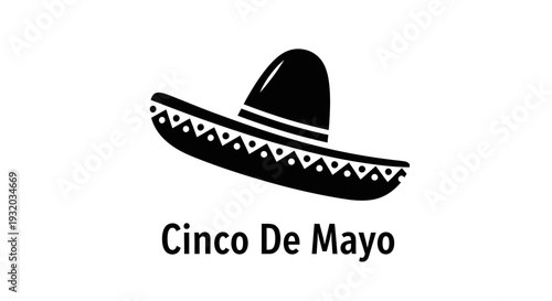 Cinco De Mayo Sombrero Icon Silhouette - Mexican Celebration Vector