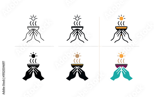 Ritual and belief concept symbolizing sacred traditions through simplified ceremonial elements that suggest prayer, offerings, or