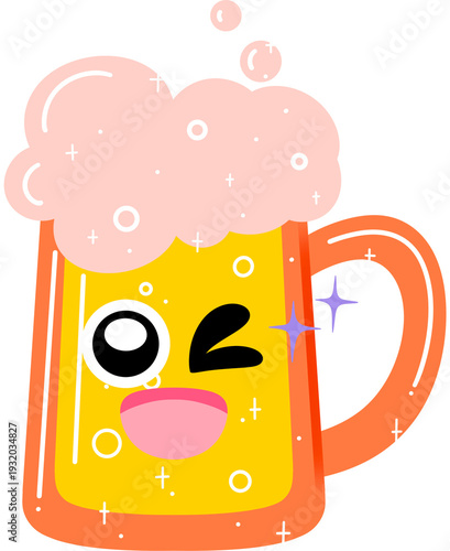 Beer Wink Face Cartoon