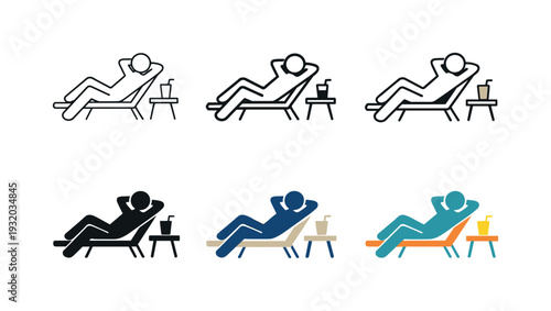 Relaxed lifestyle concept symbolizing leisure time through a reclining figure, minimal furniture, and an open uncluttered